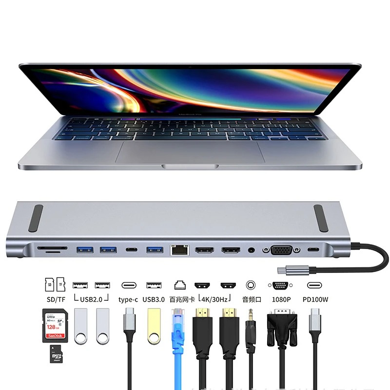 USB C 3.0 HUB Type C to Multi  - 4 Hdmi Multi Monitor Video Card 4K ulasan dan harga